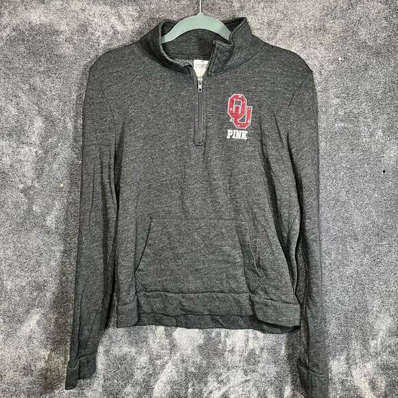 Oklahoma University PINK by Victoria’s Secret Sweatshirt half zip size M - Picture 1 of 5